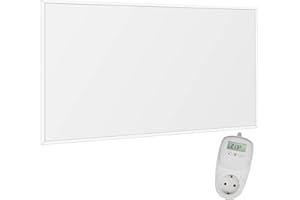 VIESTA F600 Heizpaneel infrarot Infrarotheizung Wandheizung elektrisch, ultraflache Heizplatte, Carbon Crystal, 600W, Weiß + Thermostat TH10