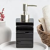 Porsima 3206 Seramik Sıvı Sabunluk - Tezgah &Uuml;st&uuml; Banyo Mutfak Lavabo Sabunluğu - 275 cc Siyah