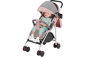 WILLONIN Poussette canne compacte Ingenious,avec position allongée,de la naissance à 4 ans (Jusqu’à 25 kg), canapé, avec moustiquaire, porte-gobelet-ROSE