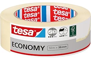 tesa UNIVERSAL taśma malarska - uniwersalna taśma samoprzylepna bez rozpuszczalników, do maskowania podczas malowania - usunięcie bez pozostawiania śladów do 4 dni po użyciu - szeroka, 50m x 38mm