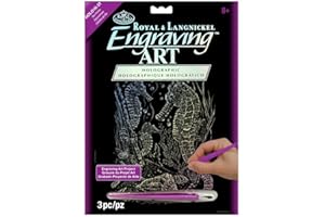 Royal & Langnickel HOLO16 - Glow in the Dark Engraving Art/Kratzbilder, DIN A4, Seepferdchen