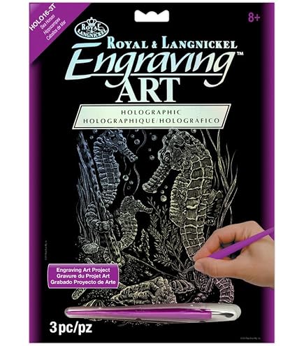 Royal & Langnickel Gold Foil Engraving Art Kit – Rhinoceros, Giraffe & Elephant (8.75" X 11.5")