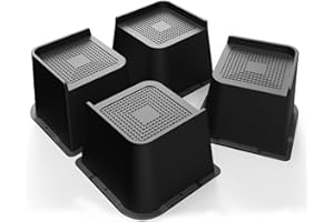 MXMZHXU Möbelerhöhung 10 cm, L-Form Betterhöhung, Heavy Duty Unterstützung bis 6000lbs, Übergroße Bett Lifts für Bett, Couches, Tische, Sofa, Schreibtische (Schwarz, 10cm-4Stück)