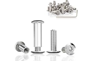 ddckj 21 Pcs Cabinet Connectors M4 (Barrel Nuts M4x10 Mm Furniture Bolts M4x6 Mm) 304 Stainless Steel Inter Screws with Allen Wrench for Furniture,Cabinet,Bookcases,Chair,Wood Boards