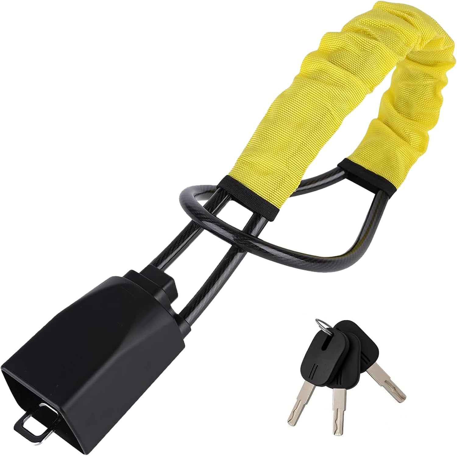 Steering Wheel Lock with 3 Keys,Seat Belt Lock High Visibility Car Locks Cut Resistance Anti-Theft Device Universal Steering Wheel to Seat Belt Locks for Cars SUV Van Golf RVs Cart Truck (Yellow)