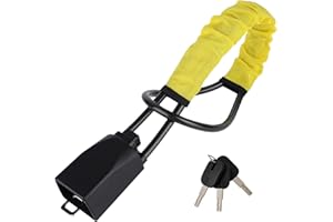 HZXYCHEN Steering Wheel Lock with 3 Keys,Seat Belt Lock High Visibility Car Locks Cut Resistance Anti-Theft Device Universal Steering Wheel to Seat Belt Locks for Cars SUV Van Golf RVs Cart Truck (Yellow)
