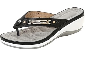 RLEHJN Wedge Flip Flops Women UK Sale Clearance Orthopedic Sandals Non-Slip Beach Shoes Toe Post Slippers Wide Fit Walking Sandals Ladies Summer Shoes for Indoor and Outdoor