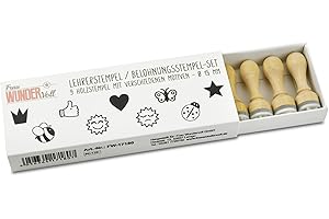 ‎FRAU WUNDERVOLL Frau WUNDERVoll® 9 LEHRERSTEMPEL aus Holz, Durchmesser: 1,5 cm/Ministempel Motivstempel Textstempel Gummi Holz Gummistempel Stempel Gastgeschenk Stempel Hochzeit Dekostempel