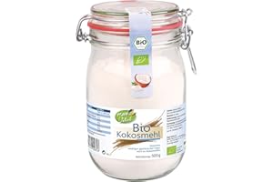 ‎KOPP VITAL KOPP Vital® Bio-Kokosmehl im Bügelglas | 500 g | vegan | reich an Ballaststoffen | Kokosnussfleisch | Ohne Gentechnik | Glutenfrei | Laktosefrei | dekorativen Bügelglas