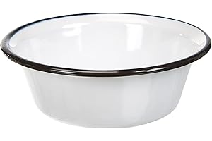 Karl Krüger - Cuenco esmaltado, color blanco con borde negro, 20 cm