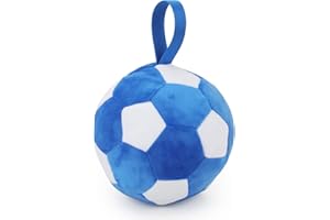 PIANG GOUER Juguete interactivo para perros de fútbol, pelota de juguete para perros chirridos de peluche, rompecabezas para perros de tamaño mediano y grande, juguete con correa, 7,1 pulgadas/18 cm