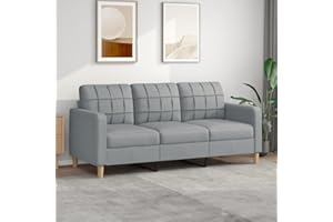 IKAYAA Divano a 3 Posti in Tessuto Divano Moderno 3 Posti con Cuscin Divano in Tessuto da Soggiorno Ufficio Appartamento Camera degli Ospiti -Grigio chiaro-180 cm