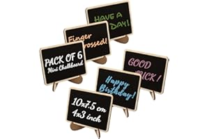 DONJIM 6 Packs Rectangle Mini Chalkboard Signs with Stand, Small Chalkboard for Food Label Table Number Price Tags for Display, 4x3inch Mini Blackboard Message Boards in Cafe Wedding Party Office Kitchen