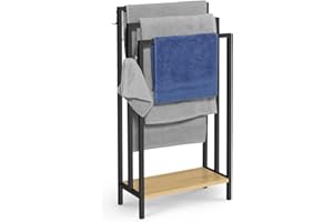 IDMarket - Porte-Serviettes sur Pied 3 Niveaux Detroit avec étagère Design Industriel