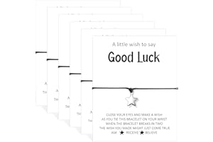 Otuuz 6 Pcs Good Luck Gifts Adjustable Unisex Wish Bracelets with Black Rope Lucky Charm Cards for Teacher
