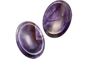 Nupuyai 2PCs Améthyste Naturelle Pierres d'inquiétude de Pouce pour Relaxation, Pierre de Poche Ovale Polie pour Reiki Méditation et Décor de Bureau (45 x 35 x 7mm)