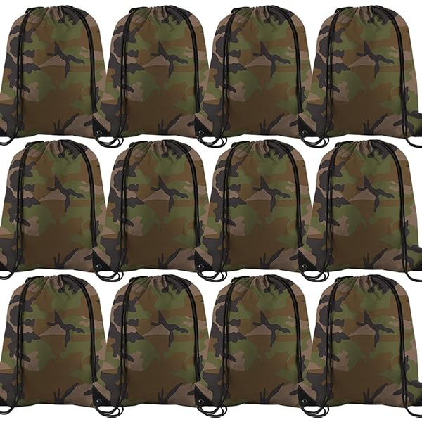 Beabes Camouflage Pattern Drawstring Bags Backpack Bag Green Brow Black Olive Military Classic Camo Woodland Army Sport Gym Sack Drawstring Bag String Bag Yoga Bag For Men Women | Drawstring