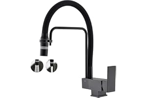 Grifo Abatible Cocina SJQKA Salida De Agua De Modo Dual, Latón Sin Plomo - ¡Ideal Para Fregadero Grifo Cocina Abatible Y Plegable Para Ventana (negro)