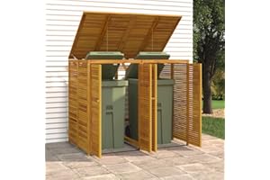 Générique Abri à Poubelle Double 140x89x117 cm Bois Massif d'acacia,Maison & Jardin,Produits ménagers,Accessoires pour conteneurs à déchets,Cache-conteneurs à déchets,Brun,0 LB,3155239