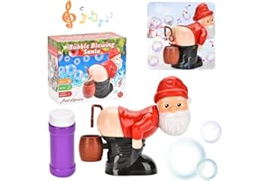 Tikhell Jouet à bulles Père Noël, jouet amusant à bulles de Père Noël, souffleur à bulles avec lumière et musique