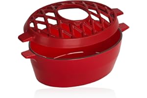 BBQ-Toro Gusseisen Luftbefeuchter emailliert | Rot, 2,7 Liter | Gusseisen-Luftbefeuchter, Wasserverdunster Ofen | Humidifier, Holzofen Verdampfschale | Kaminschale, Ofenverdunster, Raumbefeuchter