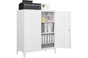 ‎SIGHTLIFE Sightlife Aktenschrank Abschließbar, Mehrzweckschrank Metallschrank Werkzeugschrank aus Stahl Büroschrank mit 2 Türen Werkstattschrank Kleiner Schrank Aufbewahrungsschrank Ordnerschrank