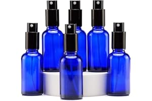 YIZHAO Bottiglie Spray Vetro 30ml, Blu Spruzzino Nebulizzatore Piccolo, per Olii Essenziali, Profumo, Pulizia, Cosmetici, Viaggio, Farmacia - 6 Pcs