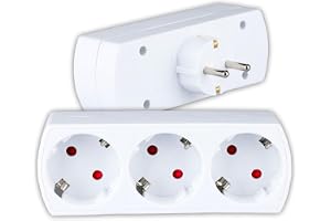 V-TAC Multiadapter med 3 uttag – vägguttag 3 x Shuko 16 A uttag för hem, kontor, butik, garage, kök, grenuttag med 3 uttag, 250 V, kompakt och praktisk
