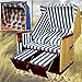 Produktbild XINRO® Volllieger Garten Strandkorb XL + winterfeste Strankorbhülle + 4X Kissen - blau-gestreift - naturfarbiges Polyrattan - Strandkorb Sylt