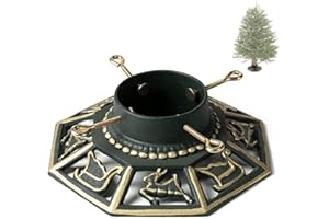 Ventray Soporte para Árbol de Navidad con Depósito de Agua, Clásico y Resistente Soporte Universal para Árbol de Navidad Troncos Artificiales Base de Pino para Árboles Reales, Octágono