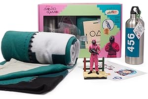 Neamedia Icons Netflix Chill Kit - Squid Game, licenza ufficiale, coperta in pile, statuetta da collezione, borraccia isoterma, adesivi, idea regalo di Natale, compleanno