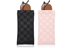 WKRTDY 2 pcs Étui souple en cuir pour lunettes, set de deux pièces portable pour voyage, Pochette en PU mince pour protéger vos lunettes de soleil ou de vue, Étuis pratiques pour femme