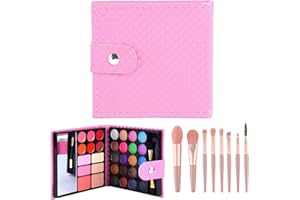 AYNKH Kinder-Make-up-Set für Mädchen mit 9 Pinseln, 32 Farben, rosa Palettenspielzeug, ungiftig, waschbar, Kosmetik, Geburtstage, Party, Bühnenaufführung, Weihnachten, Halloween, Schönheitsset