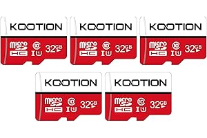 Scheda Micro SD 32GB Classe 10, KOOTION Memoria TF (A1 e U1) per Telefono, Videocamera, Switch, Gopro, Tablet, Pack 5 Unità Alta Velocità di Lettura Fino a 100 MB/s