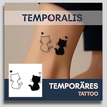 Temporalis Katzen Tattoo Set – 4 Temporäre Tattoos, Wasserfest & Vegan (hält 1-2 Wochen, EU-zertifiziert)