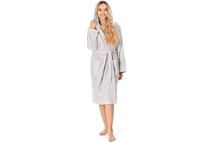 Twinzen Peignoir de Bain Femme - XS, S, M, L, XL - 100% Coton avec Capuche - Certifié OEKO-TEX® - Robe de Chambre Eponge 2 Poches, Ceinture - Doux, Absorbant et Confort