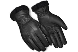 Harssidanzar Męskie rękawiczki skórzane, zimowe, outdoorowe, termiczne, z podszewką polarową, rękawice skórzane SM044EU