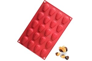 LATRAT Mini Madeleine silikonowa forma do pieczenia muffinek, 20 otworów z powłoką zapobiegającą przywieraniu do ciast, czekolady, słodyczy i ciastek, czerwona