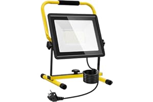 LITGLOBE Projecteur LED Chantier 100W,10000LM Projecteur LED avec Prise Câble de 9.84FT,6500K Blanc Froid Spot LED Extérieur,Etanche IP66 Projecteur Extérieur,Eclairage de Travail pour Garage, Atelier