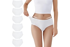 TUUHAW Mutande da Donna Midi Vita in Cotone Elasticizzato Pacco da 6
