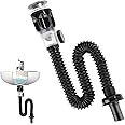 NQEUEPN Bathroom Sink Drain Kit, Sink Drain Waste Pipe Flexible Expandable P-Trap Sink Drain Tube Bathroom Sink Drain Set for 1-1/4", 1-1/2", 2" Drain Holes