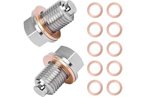 SMTELEGANCE Ölablassschraube,2 StüCk Ölablassschraubedichtung, Ablassschraube ÖL,Ölschraube,Dichtung Ölablassschraube,M14*1,5,Passend für die Meisten Autos Motorräder Boote wird mit 10 Kupferdichtungen Geliefert