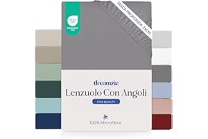 Dreamzie lenzuola con angoli Matrimoniale 180 x 200 cm - Angoli da 35 cm per Materassi Spessi - 100% Microfibra - Antracite, Certificato senza Prodotti Chimici (Oeko-TEX)