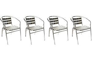 SF SAVINO FILIPPO 4 Pezzi sedia poltroncina da bar in alluminio antiruggine impilabile per esterno interno catering ristorante stabilimento balneare