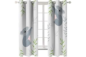 zpangg Verdunkelungsvorhang Kräuselband Koala Mit Ösen Gardine Für Schlafzimmer, Kinderzimmer 2 Stück Verdunkelungsvorhänge Farbige Vorhänge 220×215Cm