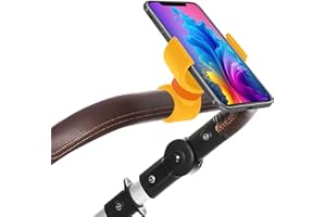 Renimove Soporte movil para Carrito Bebe Apto para telefonos hasta 7.5" de Pantalla facil de Ajustar Estable y Seguro Entretenimiento diseño Compacto y Resistente (Amarillo)