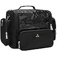Relavel Makeup Brush Bag, Black Makeup Brush Holder Case, Extra Large Capacity Travel Cosmetic Bag, Make Up Organizers and Storage with Adjustable Dividers, Makeup Artist Must Haves (Large Black),