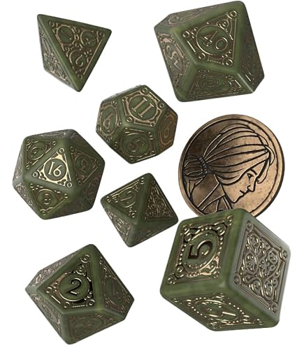 Q-Workshop The Witcher Dandelion Set De Dados – Half A Century Of Poetry, 7 Dados Para Juegos De Mesa