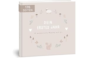 mintkind® Album fotografico per bambini con scritta in lingua tedesca ""Mein erstes Lebensjahr", ideale come regalo per bambini e bambine, libro per neonati da inserire