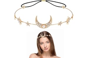 GTYARYUA Bandeau Avec Strass Lune et Étoile, Bijoux de Tete, Bandeau Cheveux Étoile Lune Accessoires, Strass Alliage Casque, Bandeau Or Étoile, pour Les Mariages,Les Cadeaux D'anniversaire